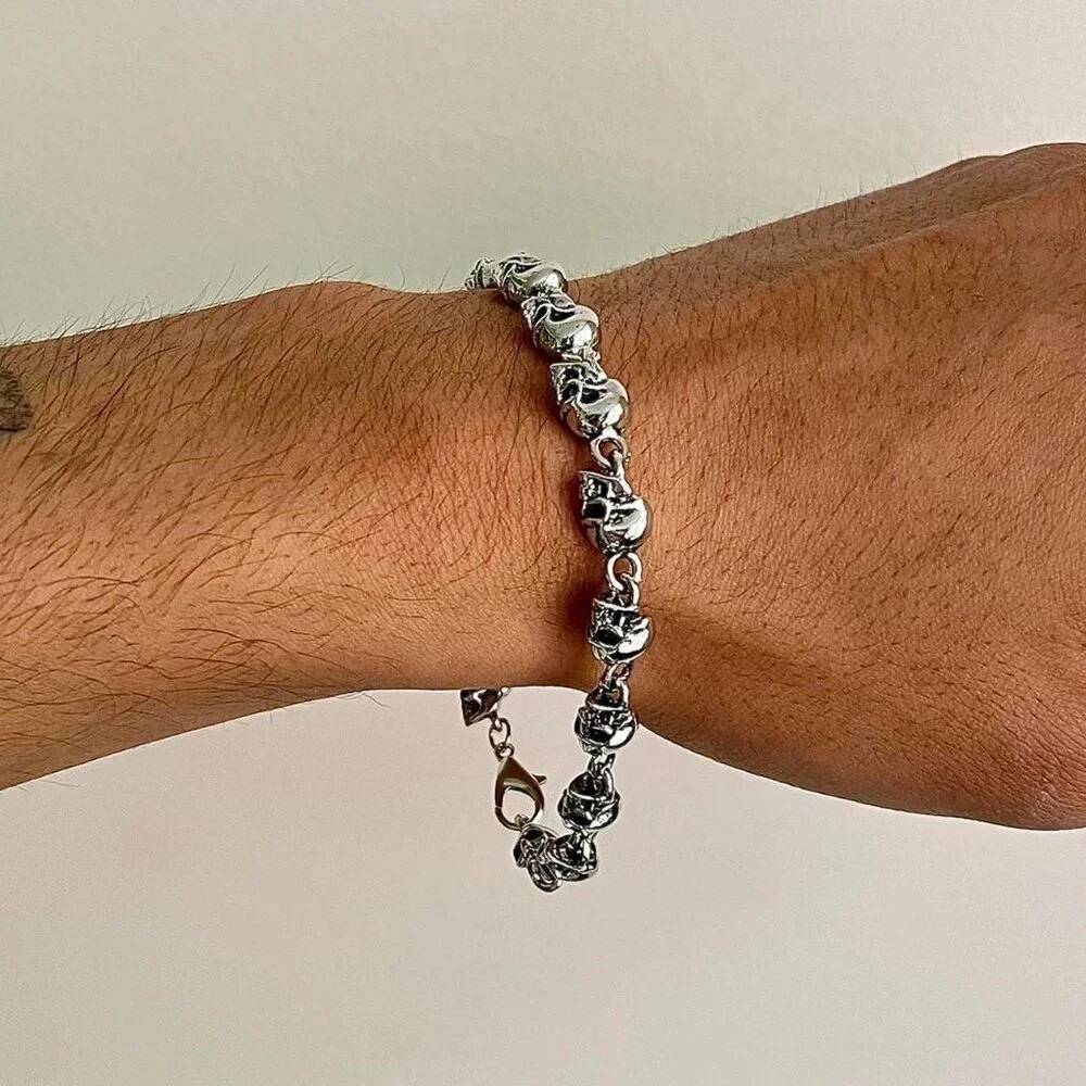 y2k 2000s skull pile grunge heavy metal punk bracelet